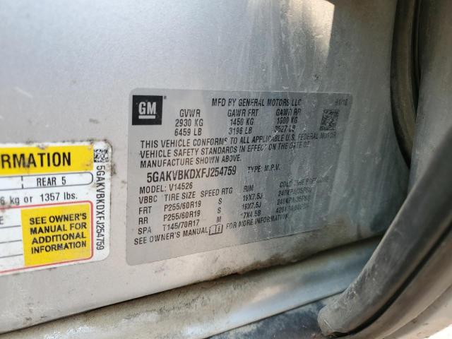 5GAKVBKDXFJ254759 - 2015 BUICK ENCLAVE SILVER photo 13