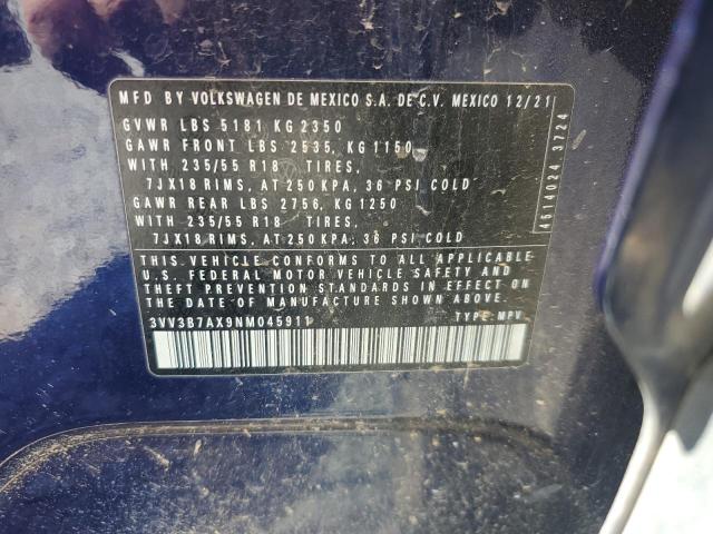 3VV3B7AX9NM045911 - 2022 VOLKSWAGEN TIGUAN SE 蓝色 照片 14