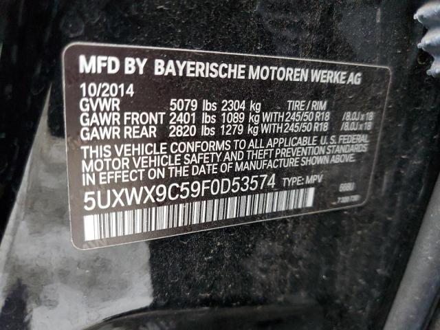 5UXWX9C59F0D53574 - 2015 BMW X3 XDRIVE28I BLACK photo 10