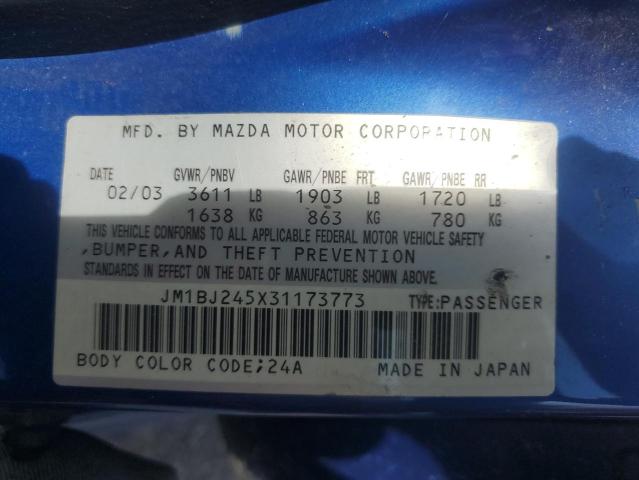 JM1BJ245X31173773 - 2003 MAZDA PROTEGE PR5 蓝色 照片 13