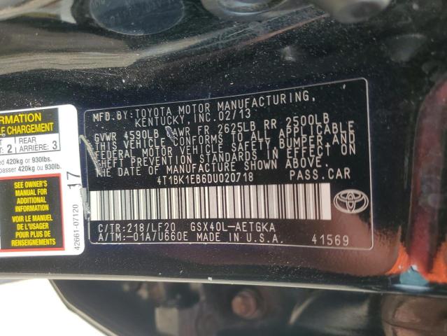 4T1BK1EB6DU020718 - 2013 TOYOTA AVALON BASE 黑色 照片 13