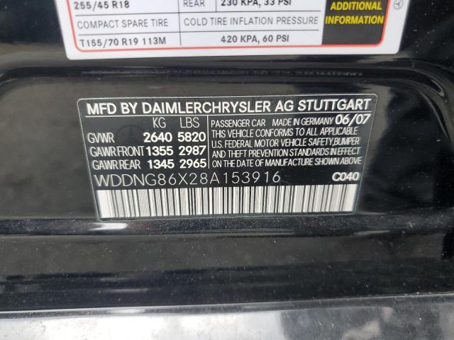 WDDNG86X28A153916 - 2008 MERCEDES-BENZ S 550 4MATIC BLACK photo 12