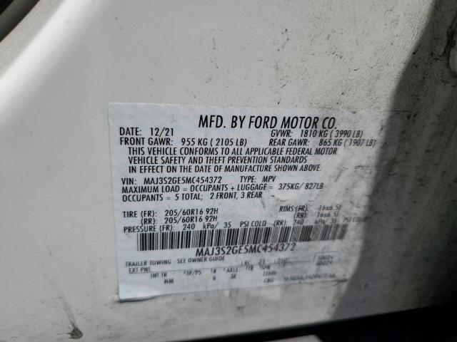 MAJ3S2GE5MC454372 - 2021 FORD ECOSPORT SE Белый фото 13