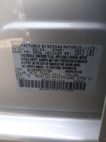 3N1AB7AP5FY277800 - 2015 NISSAN SENTRA S SILVER photo 12