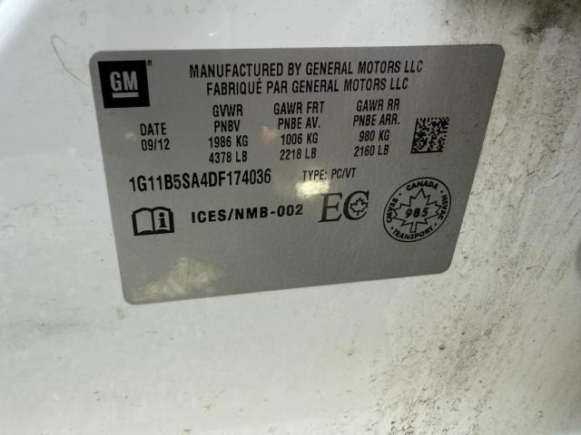 1G11B5SA4DF174036 - 2013 CHEVROLET MALIBU LS WHITE photo 12