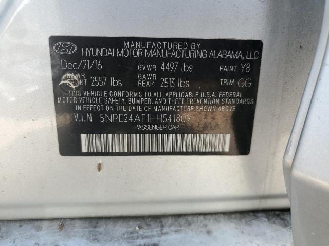 5NPE24AF1HH541809 - 2017 HYUNDAI SONATA SE SILVER photo 12