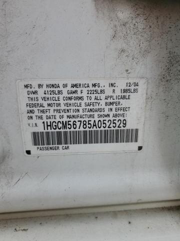 1HGCM56785A052529 - 2005 HONDA ACCORD EX WHITE photo 12