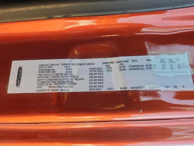 3AKJHHDR2LSLK2059 - 2020 FREIGHTLINER CASCADIA 1 ნარინჯისფერი ფოტო 10