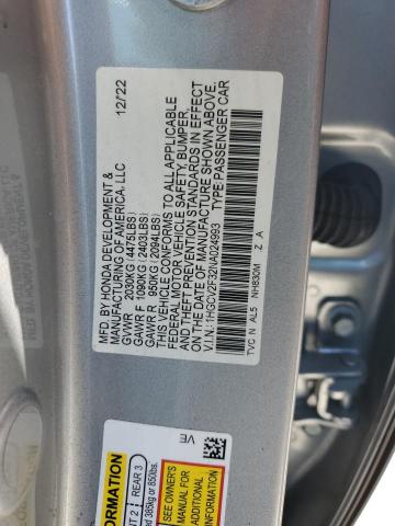 1HGCV2F32NA024993 - 2022 HONDA ACCORD SPORT SILVER photo 12