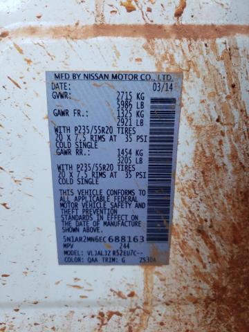 5N1AR2MN6EC688163 - 2014 NISSAN PATHFINDER S WHITE photo 10