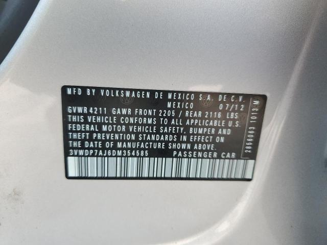 3VWDP7AJ6DM354585 - 2013 VOLKSWAGEN JETTA SE Արծաթագույն լուսանկար 12
