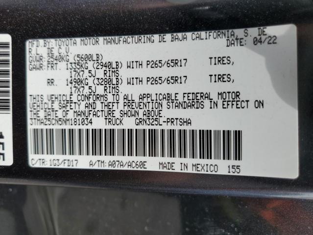 3TMAZ5CN5NM181034 - 2022 TOYOTA TACOMA DOUBLE CAB 灰色 照片 13