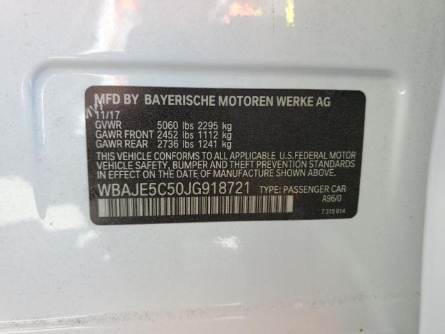 WBAJE5C50JG918721 - 2018 BMW 540 I WHITE photo 13
