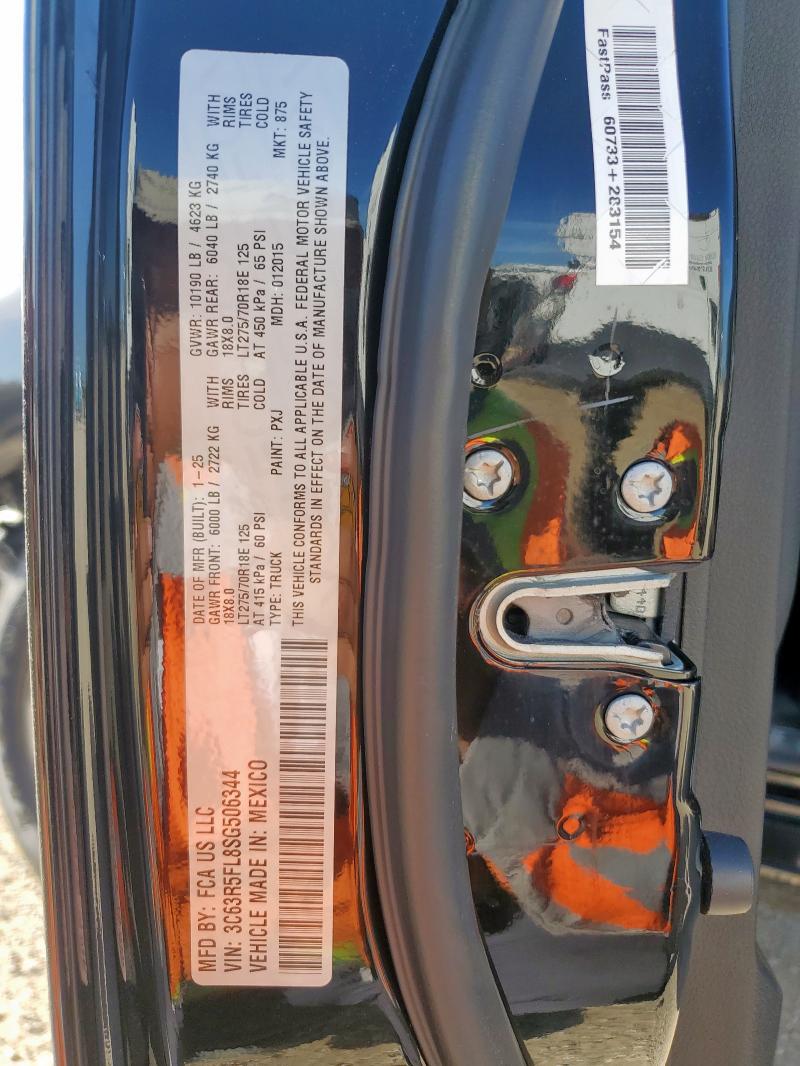 3C63R5FL8SG506344 - 2025 RAM 2500 LARAMIE BLACK photo 12