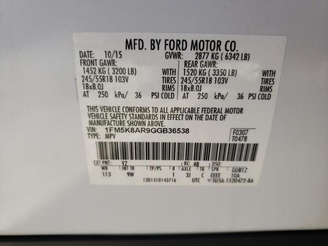 1FM5K8AR9GGB36538 - 2016 FORD EXPLORER POLICE INTERCEPTOR 双色 照片 13