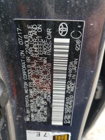 JTDKARFP5H3039918 - 2017 TOYOTA PRIUS PRIM ნაცრისფერი ფოტო 13