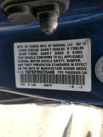 19XFB2F85DE254488 - 2013 HONDA CIVIC EX BLUE photo 12