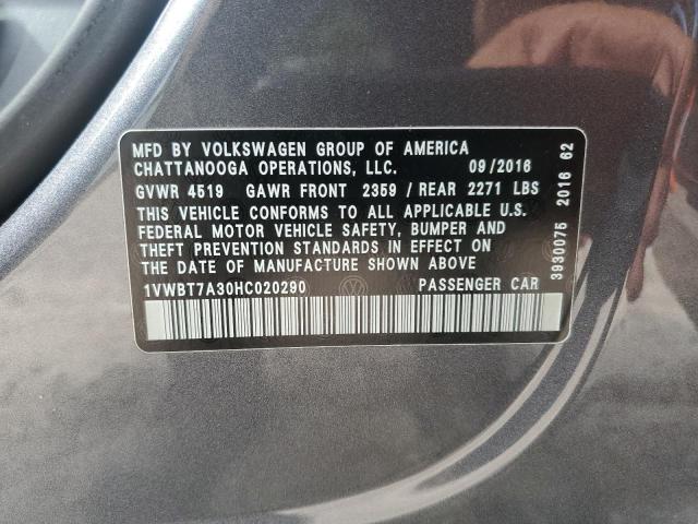 1VWBT7A30HC020290 - 2017 VOLKSWAGEN PASSAT SE Boz foto 13