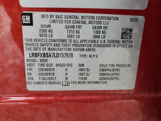 LRBFXBSA7LD157978 - 2020 BUICK ENVISION PREFERRED BURGUNDY photo 14