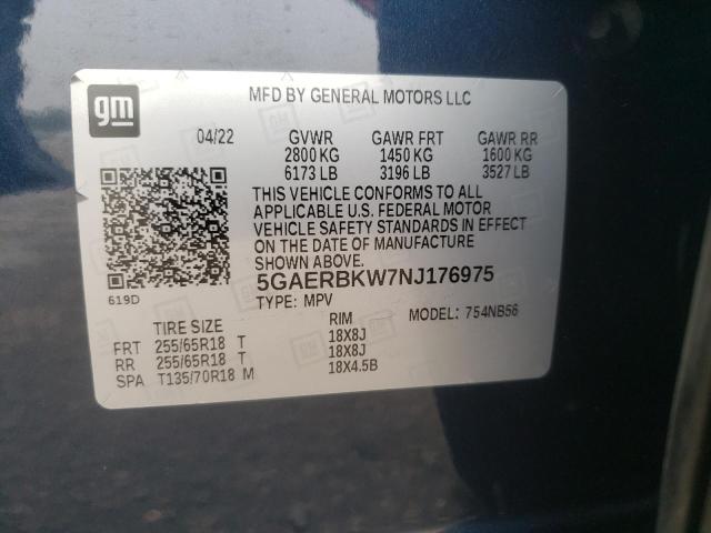 5GAERBKW7NJ176975 - 2022 BUICK ENCLAVE ESSENCE BLUE photo 13