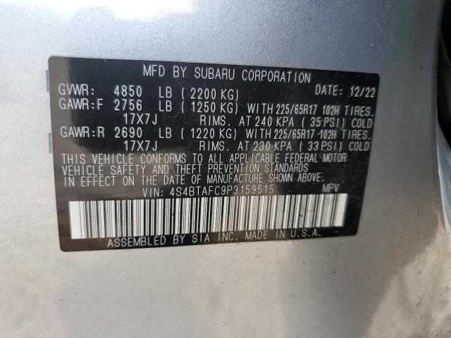 4S4BTAFC9P3159515 - 2023 SUBARU OUTBACK PREMIUM SILVER photo 14