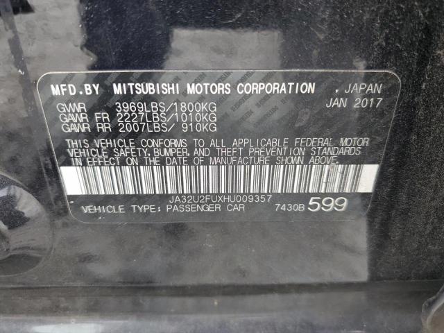 JA32U2FUXHU009357 - 2017 MITSUBISHI LANCER ES BLACK photo 12