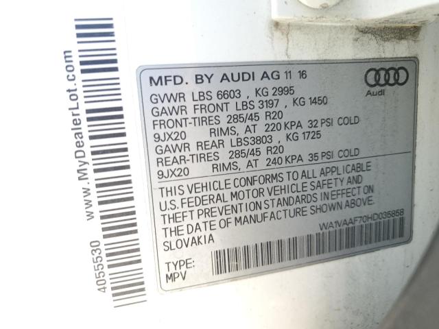 WA1VAAF70HD035858 - 2017 AUDI Q7 PRESTIGE أبيض صورة 14