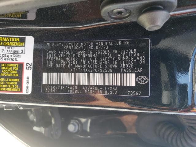 4T1T11AK3PU798508 - 2023 TOYOTA CAMRY SE NIGHT SHADE BLACK photo 12
