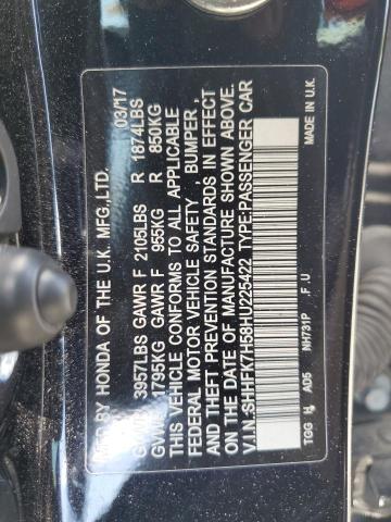 SHHFK7H58HU225422 - 2017 HONDA CIVIC EX BLACK photo 13