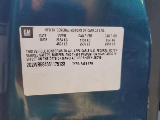 2G2WR584361175123 - 2006 PONTIAC GRAND PRIX GT Niebieski zdjęcie 12