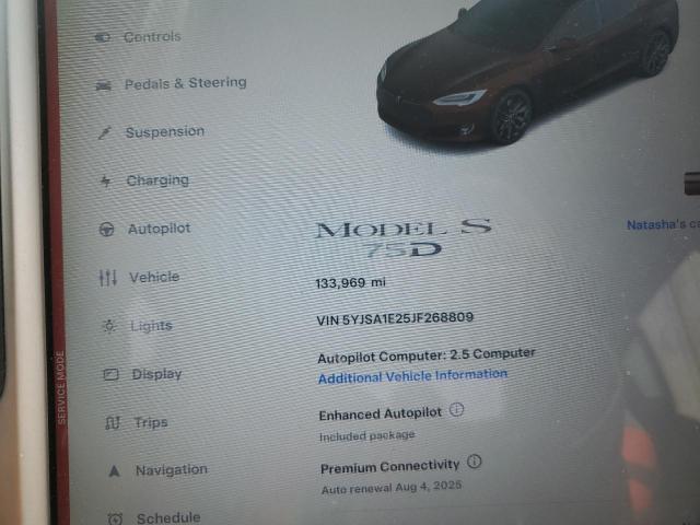 5YJSA1E25JF268809 - 2018 TESLA MODEL S 灰色 照片 9