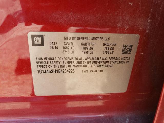 1G1JA5SH1E4234223 - 2014 CHEVROLET SONIC LS 红色 照片 13