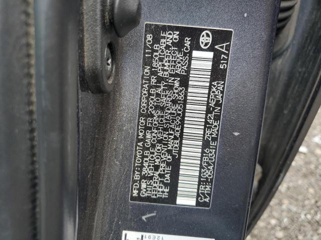 JTDBL40E99J051863 - 2009 TOYOTA COROLLA BASE ნაცრისფერი ფოტო 12