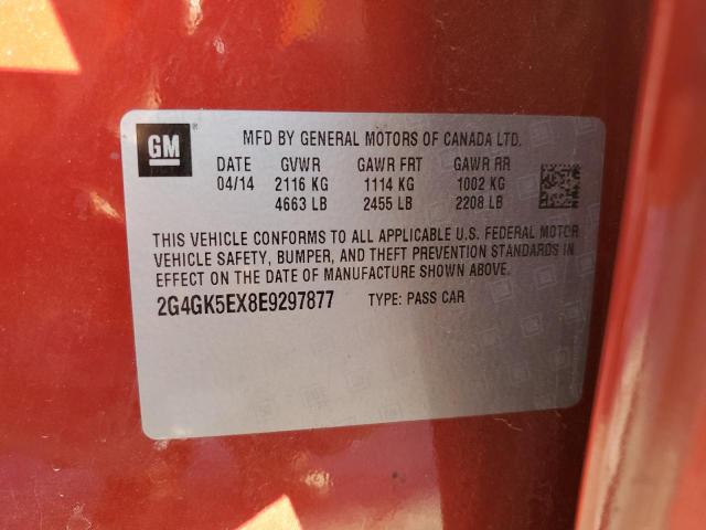 2G4GK5EX8E9297877 - 2014 BUICK REGAL 栗色 照片 10