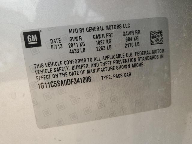 1G11C5SA0DF341098 - 2013 CHEVROLET MALIBU 1LT Күміс фото 12