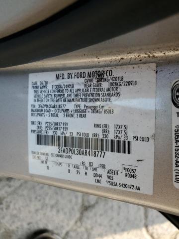 3FADP0L30AR418777 - 2010 FORD FUSION HYBRID SILVER photo 12