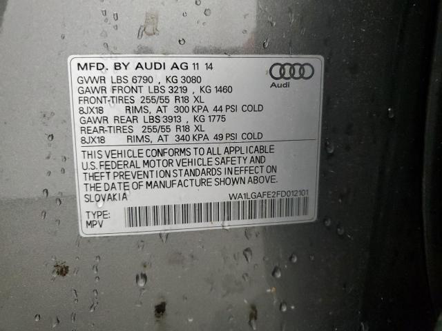 WA1LGAFE2FD012101 - 2015 AUDI Q7 PREMIUM PLUS ნაცრისფერი ფოტო 13