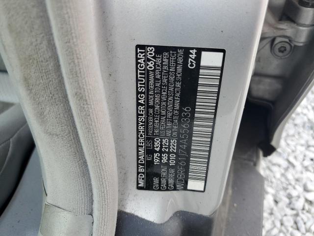 WDBRF61J74A556336 - 2004 MERCEDES-BENZ C 240 SILVER photo 12