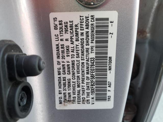 19XFB2F58FE078433 - 2015 HONDA CIVIC LX SILVER photo 12