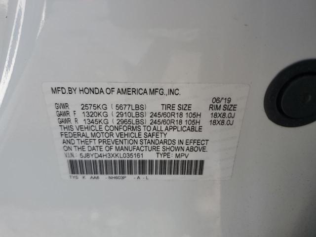 5J8YD4H3XKL035161 - 2019 ACURA MDX Weiß Foto 14