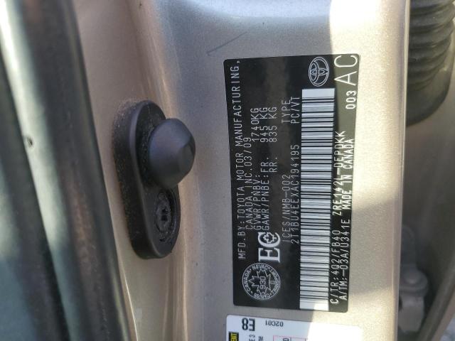 2T1BU4EEXAC194195 - 2010 TOYOTA COROLLA BASE Beige Foto 13