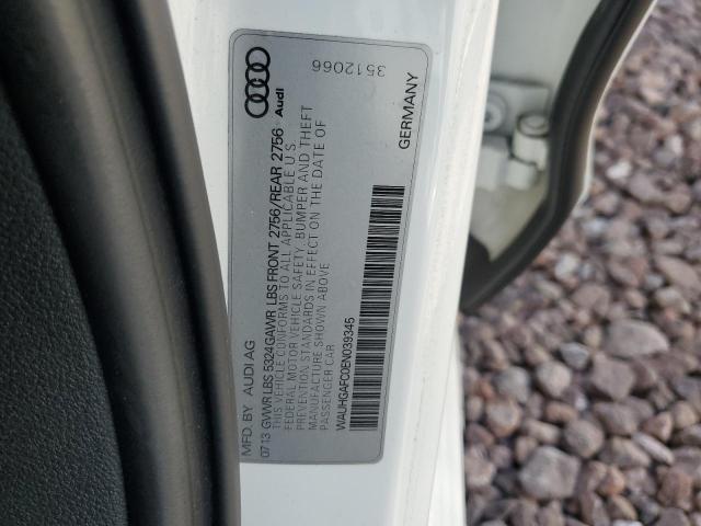 WAUHGAFC0EN039345 - 2014 AUDI A6 PRESTIGE თეთრი ფოტო 12