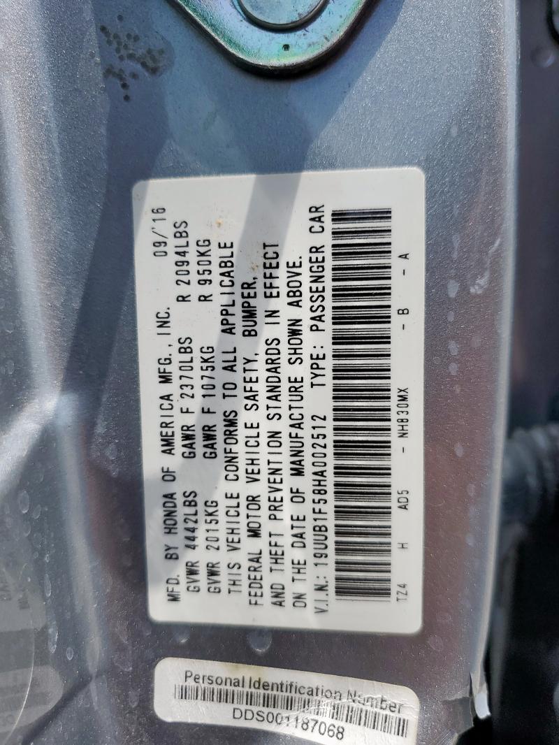 19UUB1F58HA002512 - 2017 ACURA TLX TECH SILVER photo 12