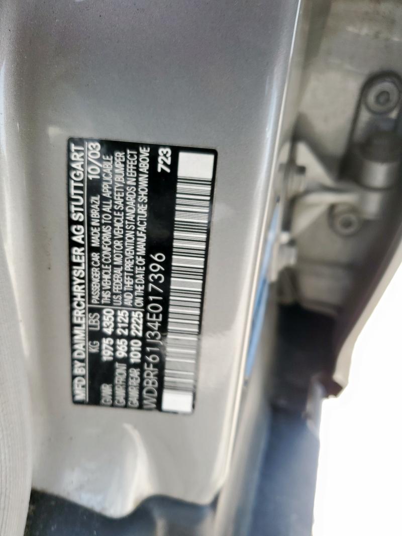 WDBRF61J34E017396 - 2004 MERCEDES-BENZ C 240 SILVER photo 12