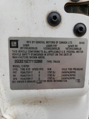 2GCEC19Z771122860 - 2007 CHEVROLET SILVERADO C1500 CLASSIC WHITE photo 12