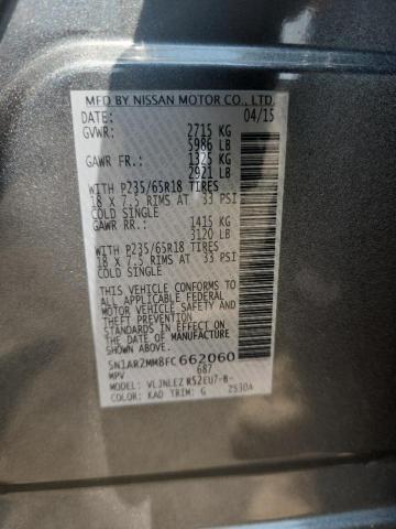 5N1AR2MM8FC662060 - 2015 NISSAN PATHFINDER S 灰色 照片 13