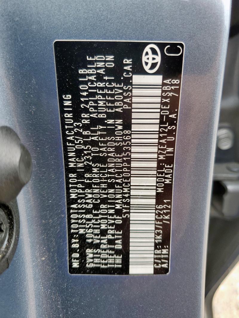 5YFS4MCE0PP153568 - 2023 TOYOTA COROLLA SE Синій фото 13