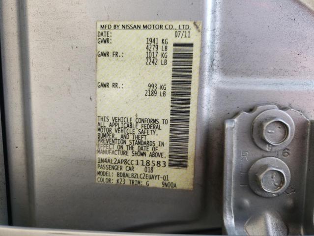 1N4AL2AP8CC118583 - 2012 NISSAN ALTIMA BASE Gümüş foto 12