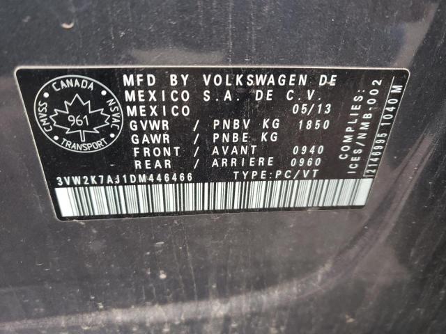 3VW2K7AJ1DM446466 - 2013 VOLKSWAGEN JETTA BASE 石墨色 照片 13