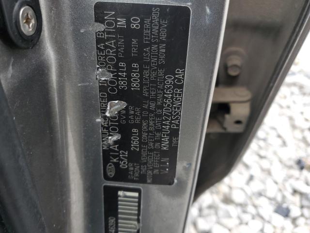 KNAFU4A27D5646390 - 2013 KIA FORTE EX GRAY photo 12